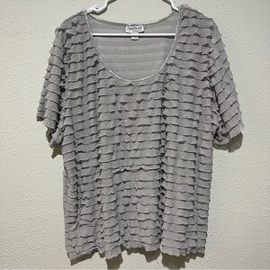 NorthStyle Blouse Tee Shirt Women’s 2X Gray Ruffle Flowy Plus Size
